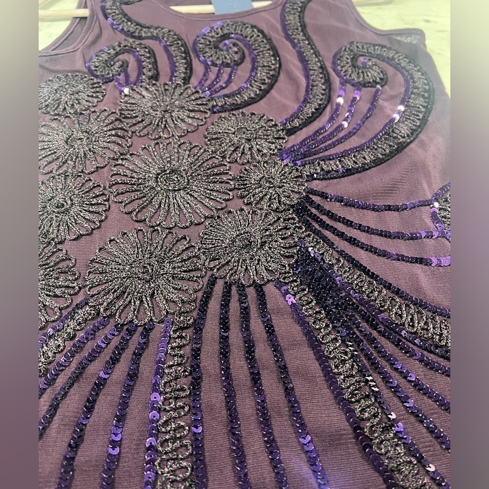 Great Gatsby purple Art Deco Sleeveless Dress size small - Picture 3 of 8